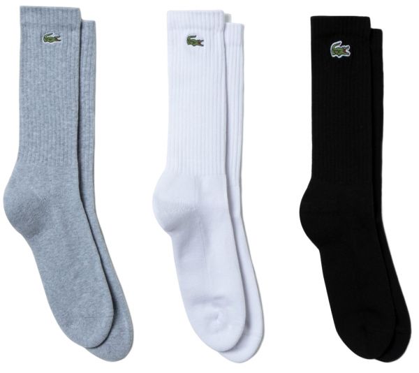 Teniso kojinės Lacoste Sport High Cut Socks 3P - grey chine/white/black