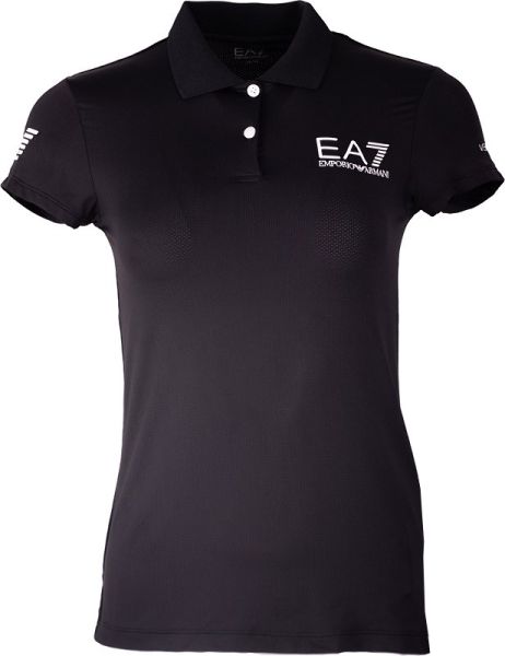 Polo marškinėliai moterims EA7 Woman Jersey Polo Shirt - black