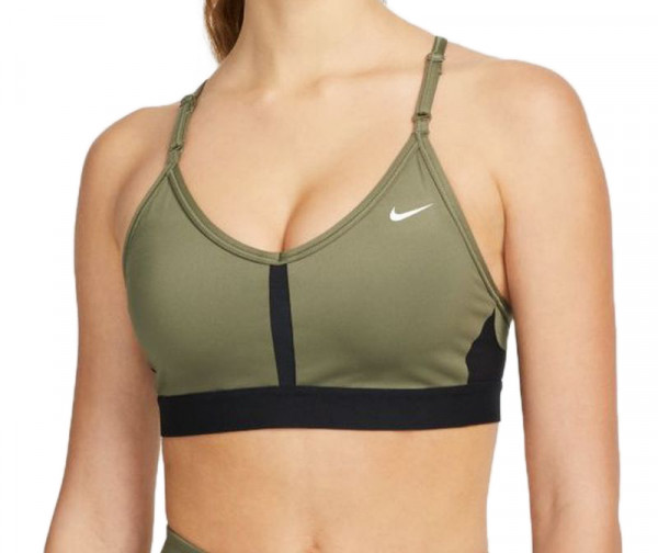 Women's bra Nike Indy Bra V-Neck W - medium olive/black/black/white