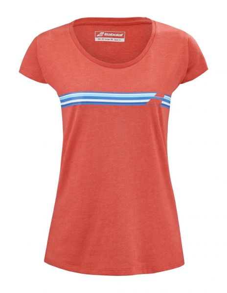 Damen T-Shirt Babolat Exercise Stripes Tee W - poppy red heather
