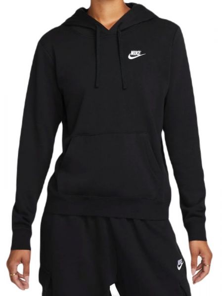 Damen Tennissweatshirt Nike Sportswear Club Fleece Pullover Hoodie - black/white