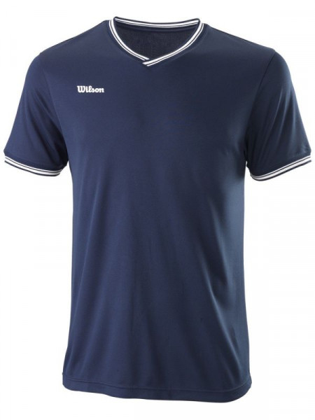 Herren Tennis-T-Shirt Wilson Team II High V-neck Men - Blau