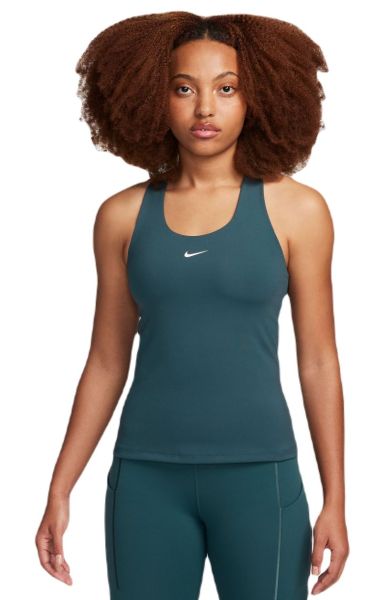 Damen Tennistop Nike Dri-Fit Swoosh Bra Tank - Grün, Weiß