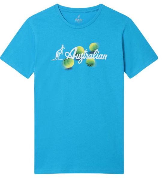 Teniso marškinėliai vyrams Australian Cotton T-Shirt Australian Balls - blu capri