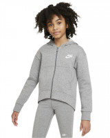 Lány pulóver Nike Sportswear Club Fleece FZ Hoodie G - carbon heather/white
