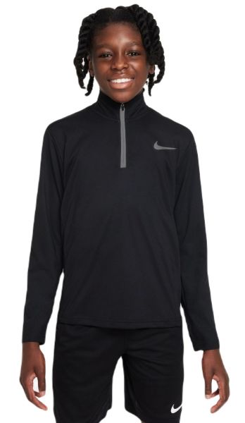 Boys' t-shirt Nike Dri-Fit Poly+ 1/4 Zip - black/reflective silver
