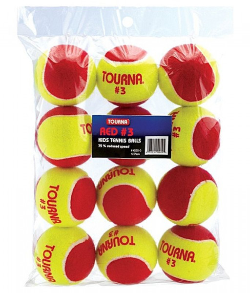 Tennis balls Tourna Kids 3 Red Balls (Stage 3) 12B
