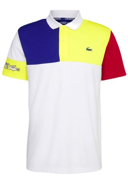  Lacoste SPORT Colour-block Breathable Piqué Polo Shirt - blue/yellow/white/red/white