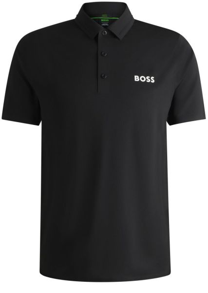 Férfi teniszpolo BOSS x Matteo Berrettini Slim-Fit With UV Protection - Fekete