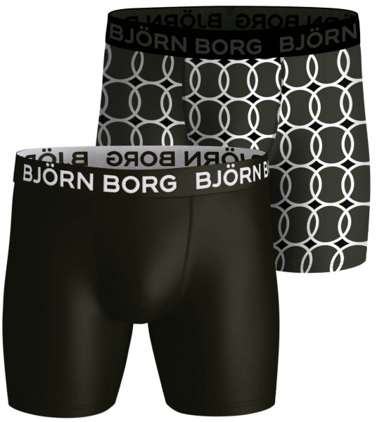 Pánské boxerky Björn Borg Performance Boxer 2P - green/print