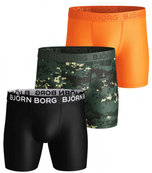 Boxers de sport pour hommes Björn Borg Shorts Per BB Digital Woodland 3P - duck green