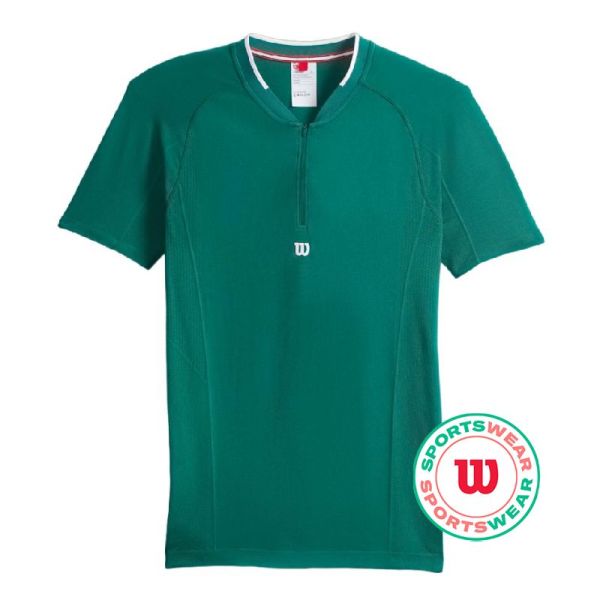 Tenisa polo krekls vīriešiem Wilson Players Seamless Zip Henley 2.0 - field green