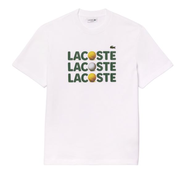 T-shirt da uomo Lacoste Heavy Cotton Tennis Ball Print T-Shirt - white