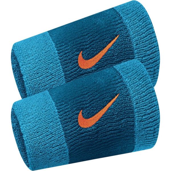 Handgelenk Frottee Nike Swoosh Double-Wide Wristbands - marina/laser blue/rush orange