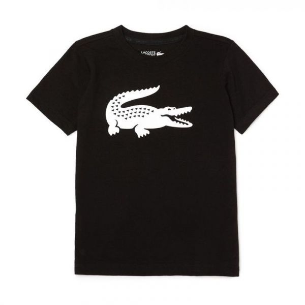  Lacoste Boys SPORT Tennis Technical Jersey Oversized Croc T-Shirt - black