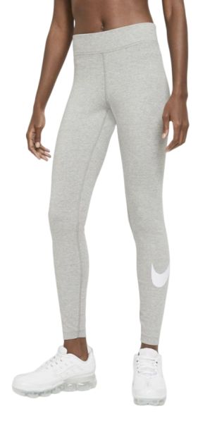 Legíny Nike Sportswear Essential Mid-Rise Swoosh Leggings - dark grey heather/white