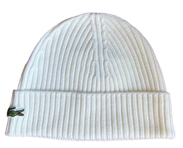 Bonnet d’hiver Lacoste Unisex Ribbed Wool Beanie - Blanc