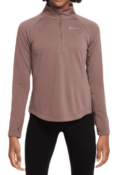 Girls' T-shirt Nike Dri-Fit Long Sleeve Running Top - plum eclipse/reflective silver