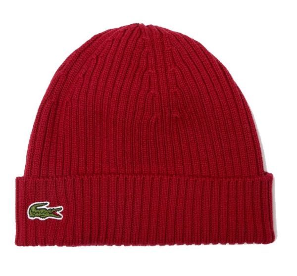 Žieminė kepurė Lacoste Unisex Ribbed Wool Beanie - bordeaux