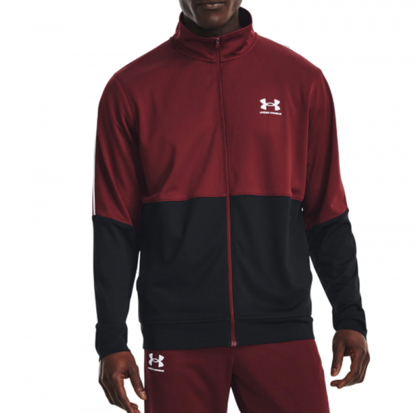Sudadera de tenis para hombre Under Armour Men's UA Pique Track Jacket - chestnut red/black