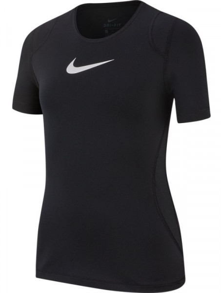 Tricouri fete Nike Pro Top SS - black/white