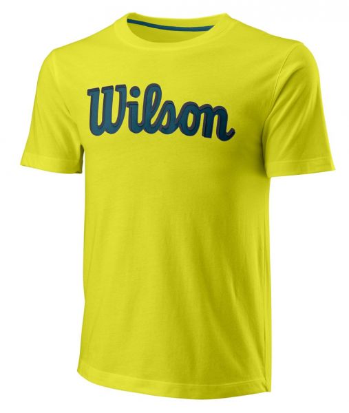 Herren Tennis-T-Shirt Wilson Script Eco Cotton Tee Slimfit M - Grün