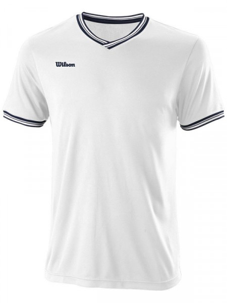 Herren Tennis-T-Shirt Wilson Team II High V-neck Men - white