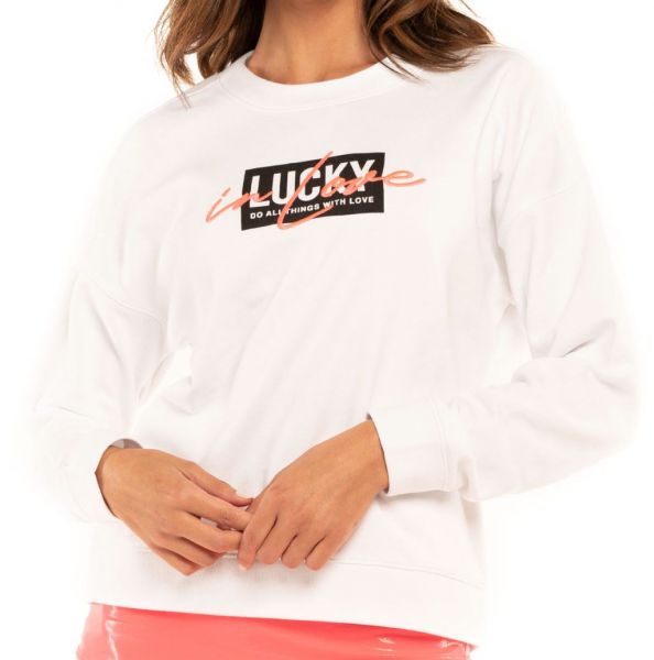 Női tenisz pulóver Lucky in Love Core Signature Lucky In Love Pullover - white