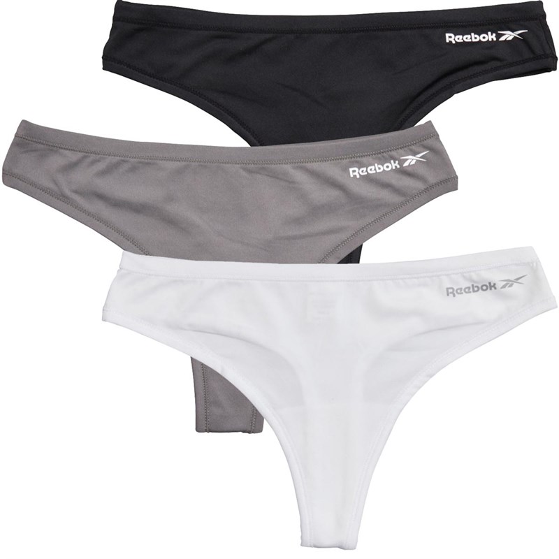Women's panties Reebok Thong Agatha Womens 3P - black/pure grey/white, Tennis Zone