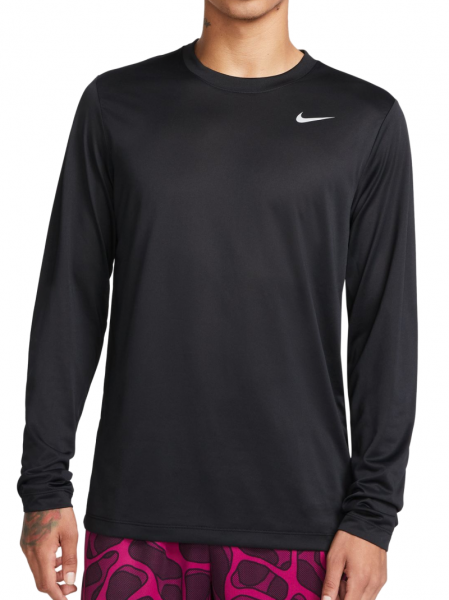 T-krekls vīriešiem Nike Dri-Fit Legend Long Sleeve Fitness Top - black/matte silver