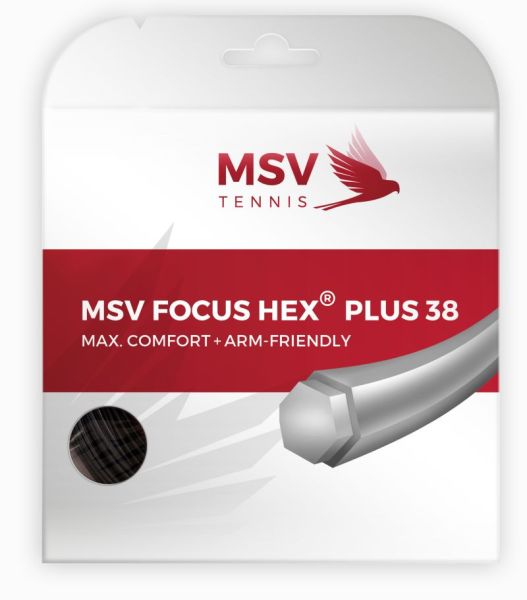 Teniso stygos MSV Focus Hex Plus 38 (12 m) - black