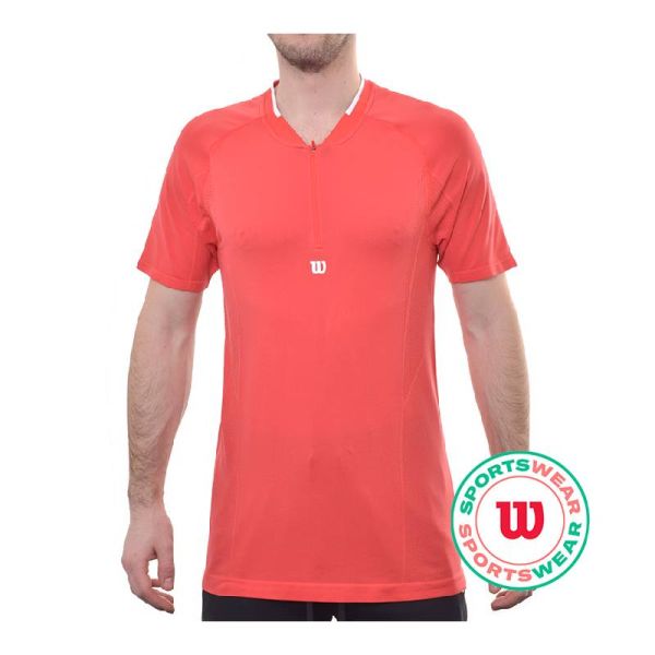 Men's Polo T-shirt Wilson Players Seamless Zip Henley 2.0 - infared