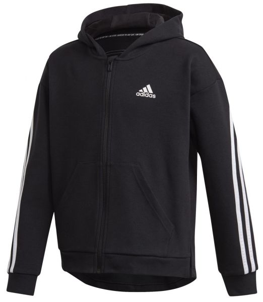 Lány pulóver Adidas 3 Stripes Full-Zip Hoodie - black/white