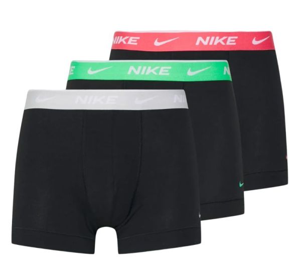 Pánské boxerky Nike Everyday Cotton Stretch Trunk 3P - black/sea coral/platinum/electric algae