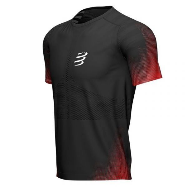 Teniso marškinėliai vyrams Compressport Racing SS T-Shirt - black/red