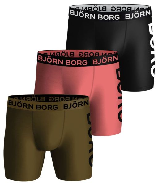 Herren Boxershorts Björn Borg Performance Boxer 3P - black/green/pink
