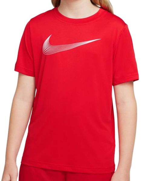 T-krekls zēniem Nike Dri-Fit Short Sleeve Training Top - university red/white