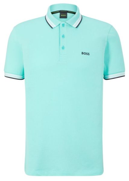 Męskie polo tenisowe BOSS x Matteo Berrettini Organic-Cotton Polo Shirt With Logo - light blue