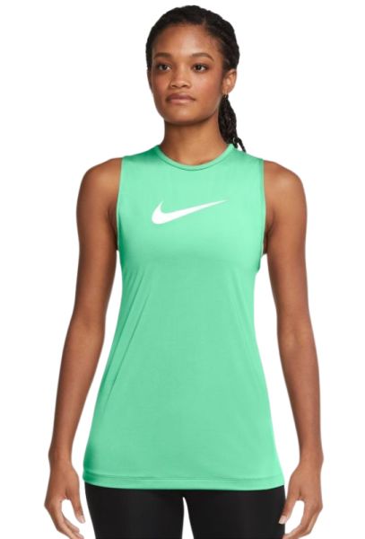 Naiste tennisetopp Nike Pro Tank Essential Open Back GX W - green glow/white