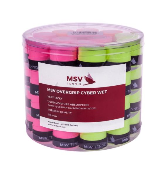 Viršutinės koto apvijos MSV Cyber Wet Overgrip (60 vnt.) - neon yellow/neon orange/neon pink