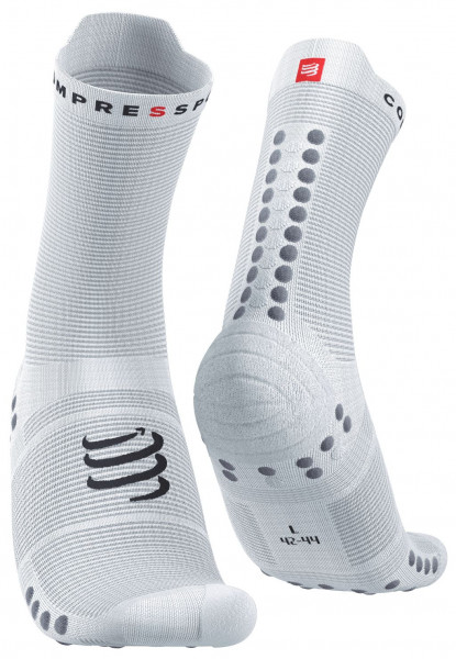 Chaussettes de tennis Compressport Pro Racing Socks v4.0 Run High 1P - white/alloy