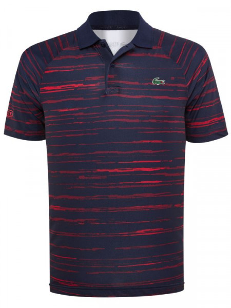  Lacoste Men's SPORT Novak Djokovic Striped Jersey Polo - navy blue/bordeaux/red