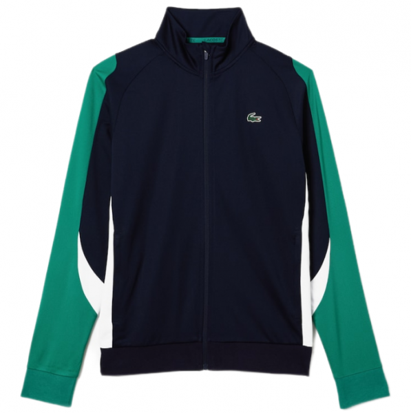 Férfi tenisz pulóver Lacoste Men's SPORT Classic Fit Zip Tennis Sweatshirt - navy blue/green/white