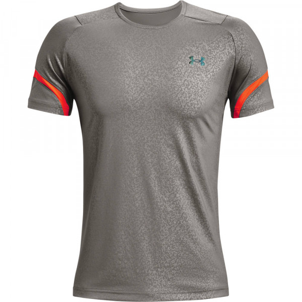 Herren Tennis-T-Shirt Under Armour Men's UA RUSH HeatGear 2.0 Emboss Short Sleeve M - concrete/black