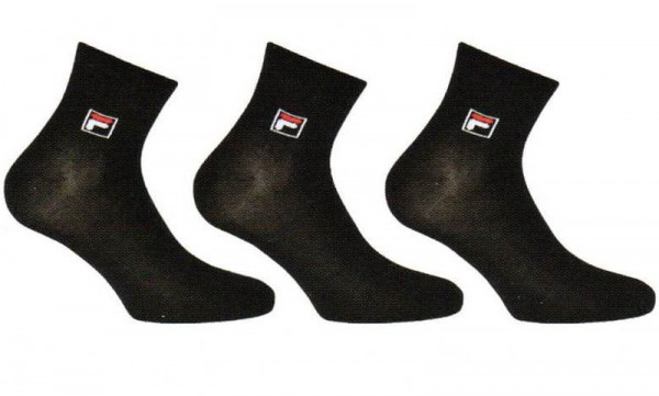 Zokni Fila Quarter Plain Socks Mercerized Cotton 3P - black