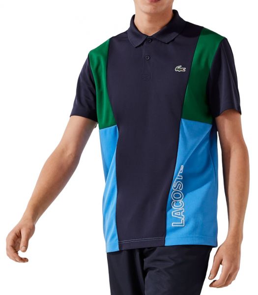  Lacoste SPORT Gaphic Breathable And Resistant Piqué Polo Shirt - navy blue/green