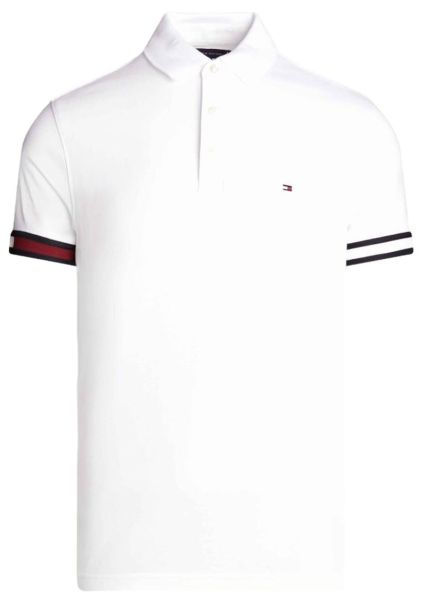 Férfi teniszpolo Tommy Hilfiger Flag Cuff Slim Fit - Fehér