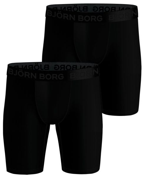 Herren Boxershorts Björn Borg Performance Boxer Long Leg 2P - black/print