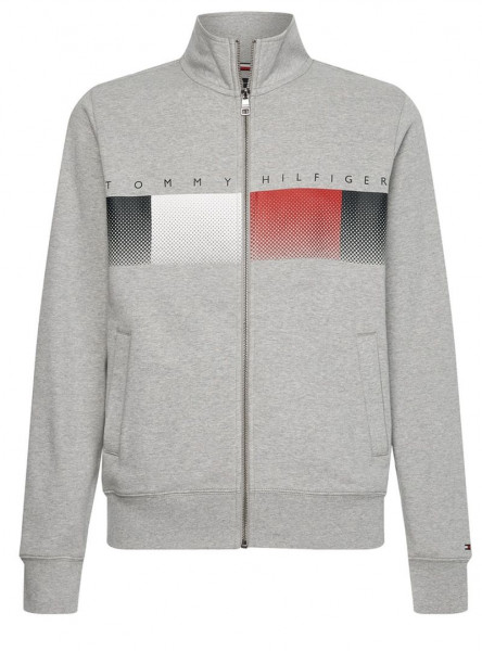 Herren Tennissweatshirt Tommy Hilfiger Logo Full Zip Mock Neck - light grey heather