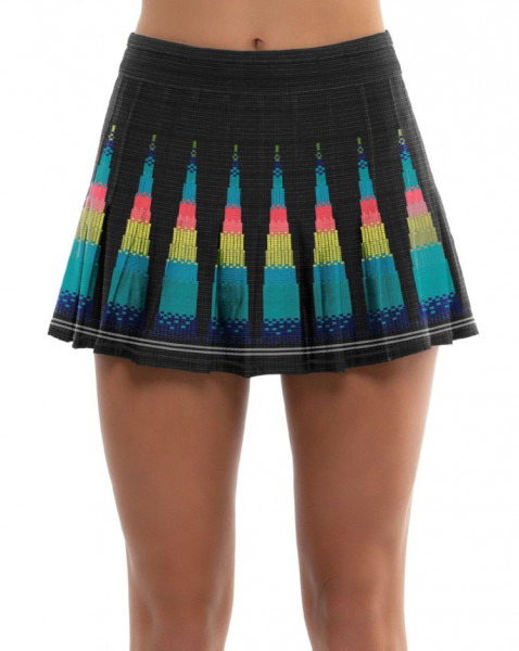 Damen Tennisrock Lucky in Love Square Are You? Long Squared Up Pleated Skirt Women - black